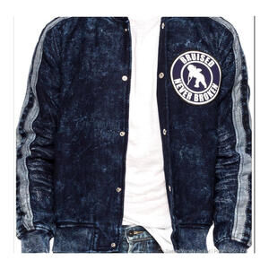 PRPS & Company Denim Bomber Jacket Distressed Look Size M